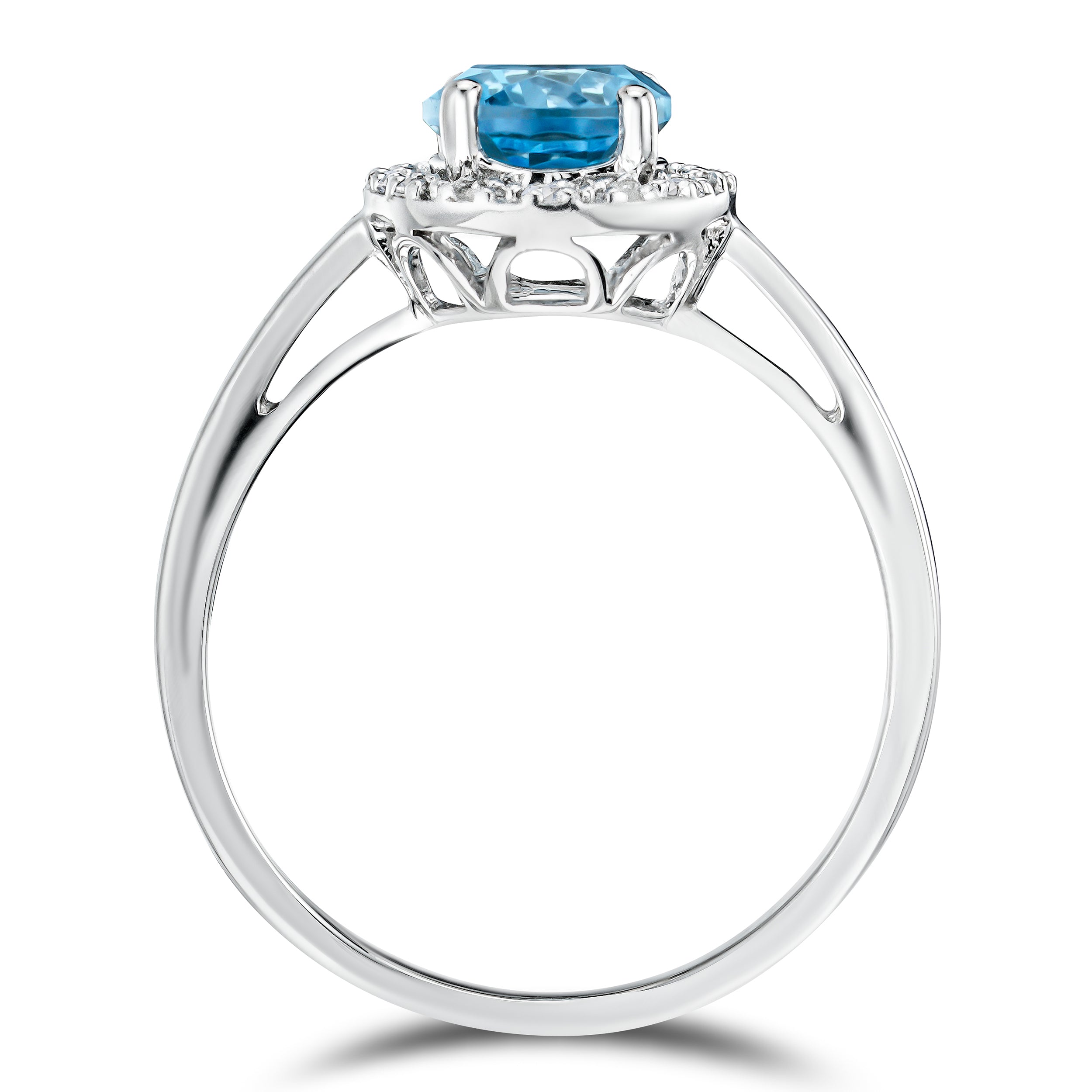 Blue Topaz 1.56CT And Diamond 925 Sterling Silver Ring